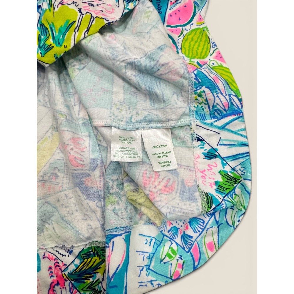 Lilly Pulitzer Womens Small Postcard Print Palm Beach Cotton Shift Dress Multi - Picture 3 of 4